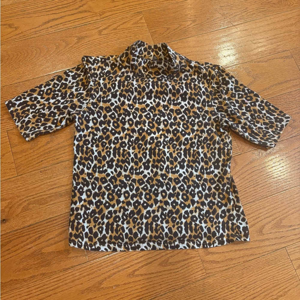 Anthropologie Leopard Print Mock Neck Top – Size Small